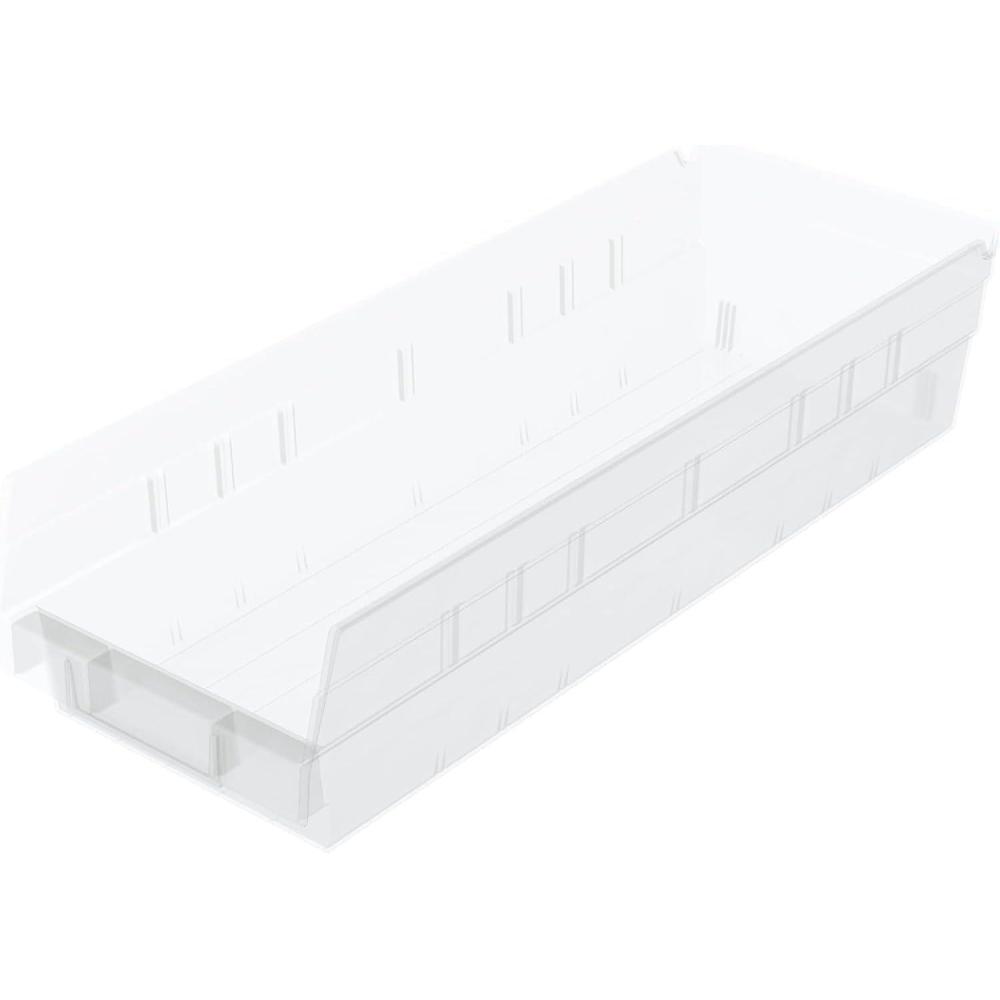 image:imageAkroMils 30138 Plastic Shelf Bins Heavy Duty Storage Bins for Garage Closet and Drawer Organization 18 x 612 x 4 Green 12PackClear