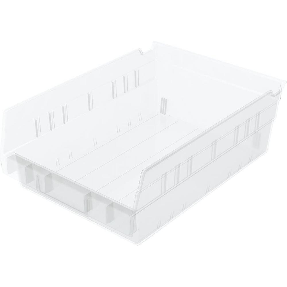 image:imageAkroMils 30150 Plastic Shelf Bins Heavy Duty Storage Bins for Garage Closet and Drawer Organization 12 x 8 x 4 Blue 12PackClear