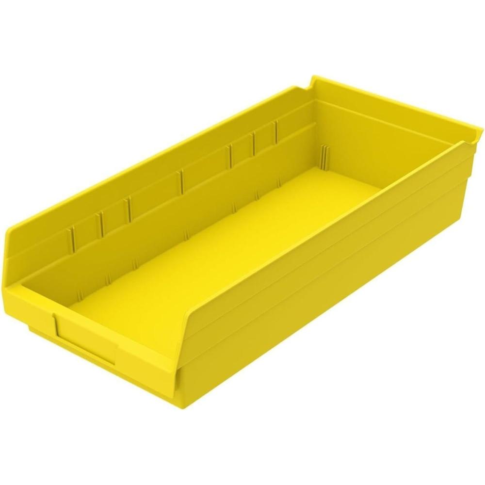image:imageAkroMils 30158 Plastic Shelf Bins Heavy Duty Storage Bins for Garage Closet and Drawer Organization 18Inch x 8Inch x 4Inch Blue 12PackYellow