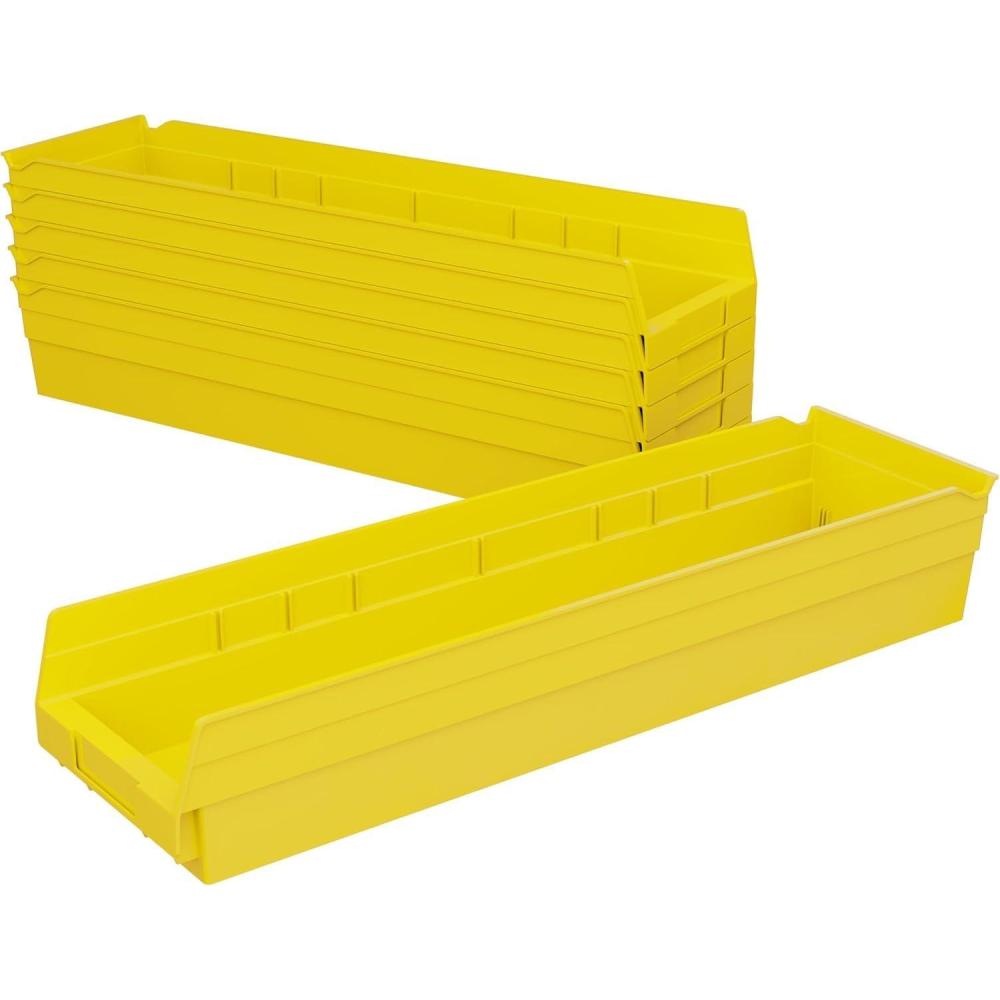 image:imageAkroMils 30164 Plastic Shelf Bins Heavy Duty Storage Bins for Garage Closet and Drawer Organization 24Inch x 612Inch x 4Inch Yellow 6PackYellow