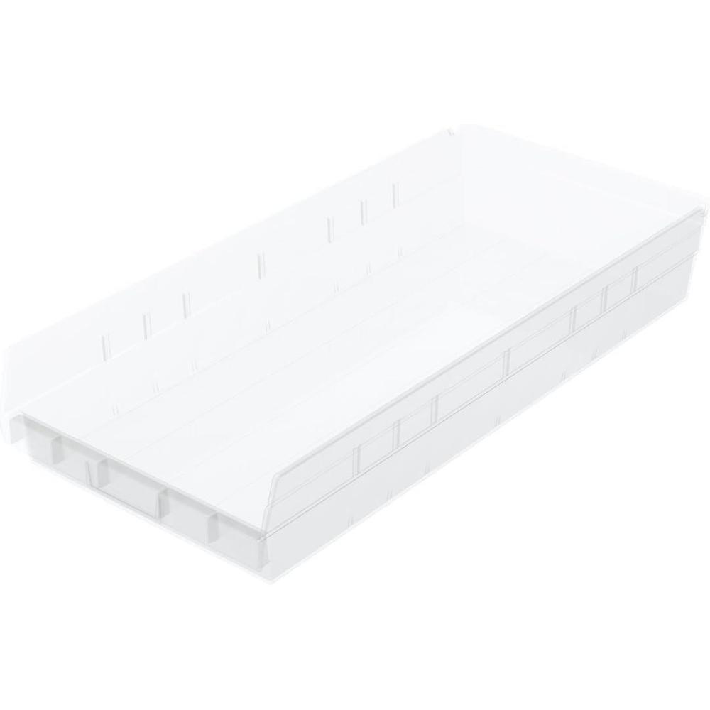 image:imageAkroMils 30174 Plastic Shelf Bins Heavy Duty Storage Bins for Garage Closet and Drawer Organization 24Inch x 11Inch x 4Inch Blue 6PackClear