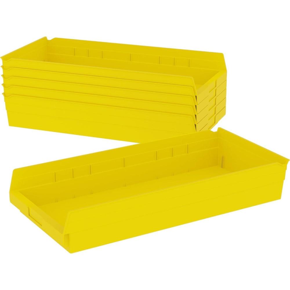 image:imageAkroMils 30174 Plastic Shelf Bins Heavy Duty Storage Bins for Garage Closet and Drawer Organization 24Inch x 11Inch x 4Inch Blue 6PackYellow
