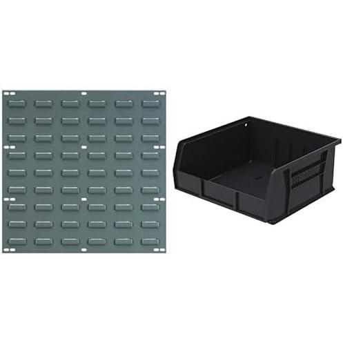image:imageAkroMils 30618 HeavyDuty Wall Mount Storage Panel for AkroBins 18x19 Grey 4 Pack amp 30235 AkroBins 11x11x5 Black 6Pack