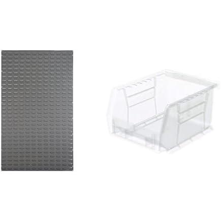 image:imageAkroMils 36x61 Steel Wall Mount Louvered Panel with 24Pack of 5 x4 x3 AkroBins Stackable Plastic Storage Bins Clear Organization Bundle for Garage Workshop Classroom