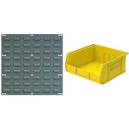 image:imageAkroMils 4Pack 18x19 Steel Wall Mount Louvered Panel with 6Pack of 11 x11 x5 AkroBins Stackable Plastic Storage Bins Yellow Organization Bundle for Garage Workshop Classroom