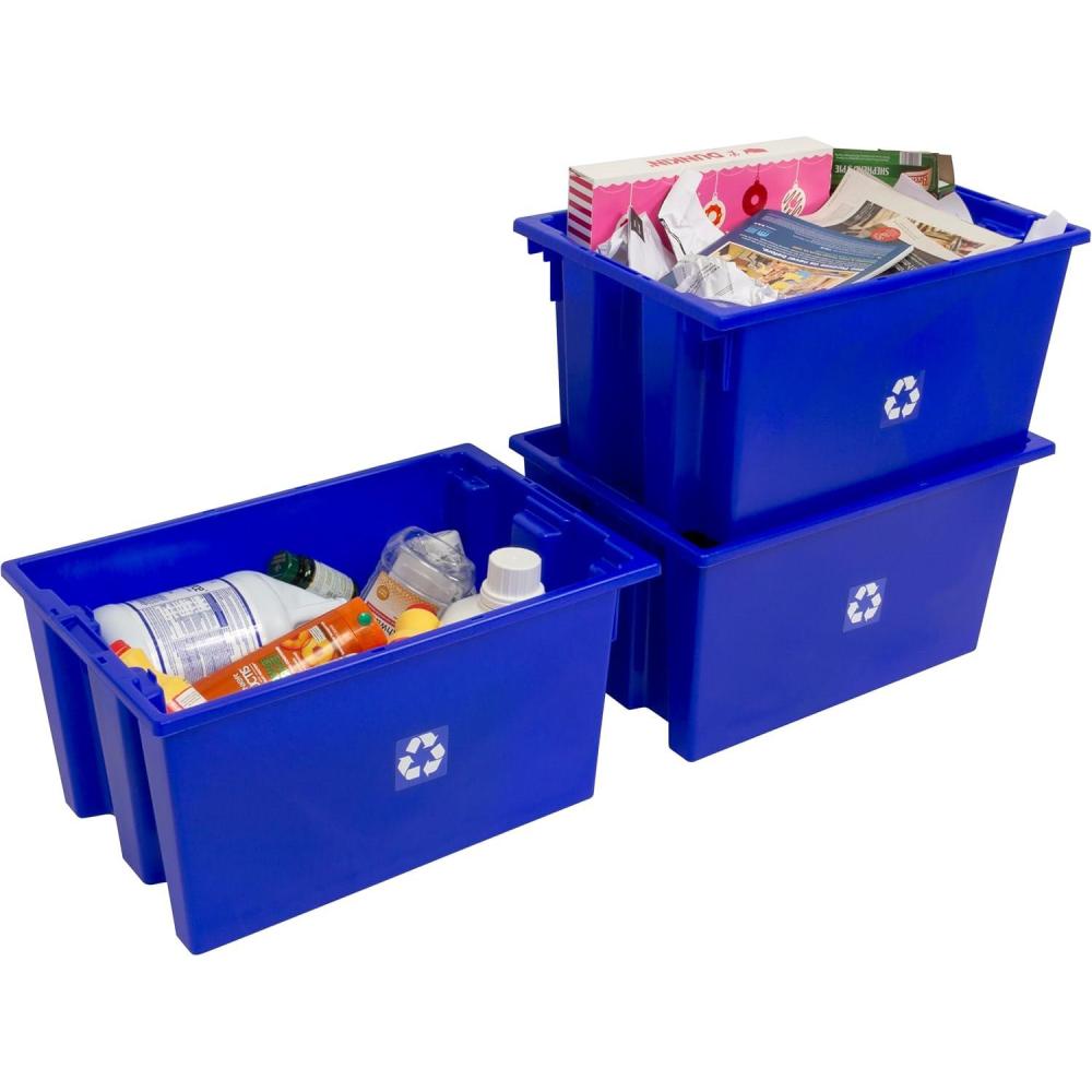 image:imageReadySpace 6Pack Commercial Industrial Heavy Duty Stackable Large Capacity Recycling Bin Box Containers 9 Gallon 1912Inch x 1512Inch x 10Inch Blue13 Gallon 2312Inch x 1512Inch x 12Inch