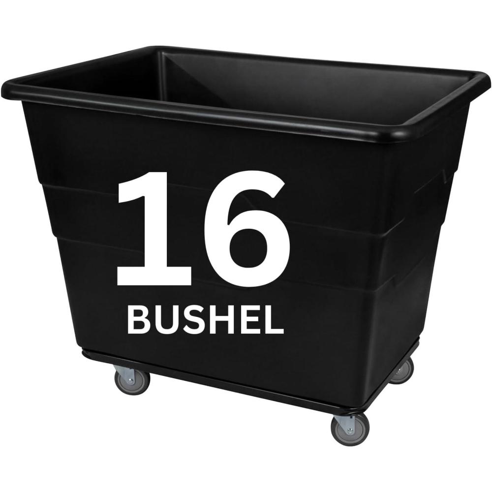 image:imageReadySpace Commercial 16 Bushel Utility Cart with Steel Base Poly Box Basket Truck Laundry Cart and Rolling Trash Bin 47Inch x 3475Inch x 355Inch 1000 Pound Weight Capacity GrayBlack
