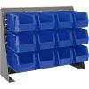 Akro-Mils 28″x8″x20″ Steel Louvered Panel Work Bench Storage Rack with 12-Pack of 11 x5 x5 AkroBins Stackable Plastic Storage Bins (Red), Organization Bundle for Garage, Workshop, Classroom