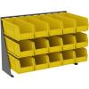 Akro-Mils 28″x8″x20″ Steel Louvered Panel Work Bench Storage Rack with 12-Pack of 15 x5 x5 AkroBins Stackable Plastic Storage Bins (Yellow), Organization Bundle for Garage, Workshop, Classroom