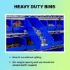 Akro-Mils 30128 Plastic Shelf Bins, Heavy Duty Storage Bins for Garage, Closet, and Drawer Organization, 18-Inch x 4-Inch x 4-Inch, Blue, 12-Pack(Blue)