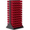 Akro-Mils 36″x32″x75″ Louvered Steel Double Sided Floor Rack Organizer with 12-Pack of 9″x6″x5″ AkroBins Stackable Plastic Storage Bins (Blue), Organization Bundle for Garage, Workshop, Classroom