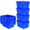 Akro-Mils 39120 Industrial Lidded Plastic Storage Container, Nesting and Stackable Plastic Storage Box with Lid Attached, Organization Tote for Garage and Warehouse, 21.5″x15.25″x12.5″, Green (6-Pack)(Blue)