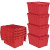Akro-Mils 39120 Industrial Lidded Plastic Storage Container, Nesting and Stackable Plastic Storage Box with Lid Attached, Organization Tote for Garage and Warehouse, 21.5″x15.25″x12.5″, Green (6-Pack)(Red)