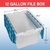 Akro-Mils KeepBox 12 Gallon Storage Container, Nesting and Stackable Plastic Storage Box with Lid Attached and Rails for Letter Size Hanging File Folders, 21″ x 15″ x 12″, Clear/Blue(KeepBox File Box)