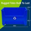 READYSPACE Commercial Industrial Heavy Duty Stackable Open-Front Recycling Bin Box Containers, 12 Gallon, 2 Pack, Blue(12.5 Gallon (Pack of 3))