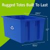 ReadySpace 6-Pack Commercial Industrial Heavy Duty Stackable Large Capacity Recycling Bin Box Containers, 9 Gallon 19-1/2-Inch x 15-1/2-Inch x 10-Inch, Blue(13 Gallon 23-1/2-Inch x 15-1/2-Inch x 12-Inch)