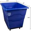 ReadySpace Commercial 16 Bushel Utility Cart with Steel Base, Poly Box Basket Truck, Laundry Cart, and Rolling Trash Bin, 47-Inch x 34.75-Inch x 35.5-Inch, 1000 Pound Weight Capacity, Gray(Gray)