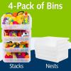 ReadySpace Plastic Containers for Organizing and Storage Bins for Closet, Kitchen, Office, Garage or Pantry Organization, Stackable Bins, Extra Large (14.8″ x 16.5″ x 7″), 4-Pack, Grey(Clear)