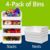 ReadySpace Plastic Containers for Organizing and Storage Bins for Closet, Kitchen, Office, Garage or Pantry Organization, Stackable Bins, Extra Large (14.8″ x 16.5″ x 7″), 4-Pack, Grey(White)