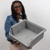 ReadySpace Plastic Containers for Organizing and Storage Bins for Closet, Kitchen, Office, Garage or Pantry Organization, Stackable Bins, Extra Large (14.8″ x 16.5″ x 7″), 4-Pack, Grey(Black)