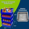ReadySpace Plastic Containers for Organizing and Storage Bins for Closet, Kitchen, Office, Garage or Pantry Organization, Stackable Bins, Extra Large (14.8″ x 16.5″ x 7″), 4-Pack, Grey(Blue)