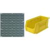 Akro-Mils 18″x19″ Steel Wall Mount Louvered Panel with 12-Pack of 11 x5 x5 AkroBins Stackable Plastic Storage Bins (Yellow), Organization Bundle for Garage, Workshop, Classroom