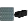 Akro-Mils 18″x19″ Steel Wall Mount Louvered Panel with 12-Pack of 15 x5 x5 AkroBins Stackable Plastic Storage Bins (Black), Organization Bundle for Garage, Workshop, Classroom