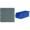 Akro-Mils 18″x19″ Steel Wall Mount Louvered Panel with 12-Pack of 15 x5 x5 AkroBins Stackable Plastic Storage Bins (Blue), Organization Bundle for Garage, Workshop, Classroom