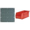 Akro-Mils 18″x19″ Steel Wall Mount Louvered Panel with 12-Pack of 15 x5 x5 AkroBins Stackable Plastic Storage Bins (Red), Organization Bundle for Garage, Workshop, Classroom