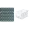 Akro-Mils 18″x19″ Steel Wall Mount Louvered Panel with 12-Pack of 9 x6 x5 AkroBins Stackable Plastic Storage Bins (Clear), Organization Bundle for Garage, Workshop, Classroom