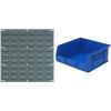 Akro-Mils 18″x19″ Steel Wall Mount Louvered Panel with 6-Pack of 11 x11 x5 AkroBins Stackable Plastic Storage Bins (Blue), Organization Bundle for Garage, Workshop, Classroom
