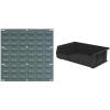 Akro-Mils 18″x19″ Steel Wall Mount Louvered Panel with 6-Pack of 11 x16 x5 AkroBins Stackable Plastic Storage Bins (Black), Organization Bundle for Garage, Workshop, Classroom