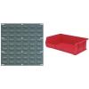 Akro-Mils 18″x19″ Steel Wall Mount Louvered Panel with 6-Pack of 11 x16 x5 AkroBins Stackable Plastic Storage Bins (Red), Organization Bundle for Garage, Workshop, Classroom