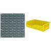 Akro-Mils 18″x19″ Steel Wall Mount Louvered Panel with 6-Pack of 11 x16 x5 AkroBins Stackable Plastic Storage Bins (Yellow), Organization Bundle for Garage, Workshop, Classroom