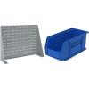 Akro-Mils 28″x8″x20″ Steel Louvered Panel Work Bench Storage Rack with 12-Pack of 11 x5 x5 AkroBins Stackable Plastic Storage Bins (Blue), Organization Bundle for Garage, Workshop, Classroom