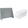 Akro-Mils 28″x8″x20″ Steel Louvered Panel Work Bench Storage Rack with 12-Pack of 11 x5 x5 AkroBins Stackable Plastic Storage Bins (Clear), Organization Bundle for Garage, Workshop, Classroom