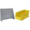 Akro-Mils 28″x8″x20″ Steel Louvered Panel Work Bench Storage Rack with 12-Pack of 11 x5 x5 AkroBins Stackable Plastic Storage Bins (Yellow), Organization Bundle for Garage, Workshop, Classroom