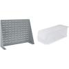 Akro-Mils 28″x8″x20″ Steel Louvered Panel Work Bench Storage Rack with 12-Pack of 15 x5 x5 AkroBins Stackable Plastic Storage Bins (Clear), Organization Bundle for Garage, Workshop, Classroom