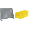 Akro-Mils 28″x8″x20″ Steel Louvered Panel Work Bench Storage Rack with 12-Pack of 15 x5 x5 AkroBins Stackable Plastic Storage Bins (Yellow), Organization Bundle for Garage, Workshop, Classroom