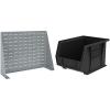 Akro-Mils 28″x8″x20″ Steel Louvered Panel Work Bench Storage Rack with 6-Pack of 11 x8 x7 AkroBins Stackable Plastic Storage Bins (Black), Organization Bundle for Garage, Workshop, Classroom