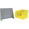 Akro-Mils 28″x8″x20″ Steel Louvered Panel Work Bench Storage Rack with 6-Pack of 11 x8 x7 AkroBins Stackable Plastic Storage Bins (Yellow), Organization Bundle for Garage, Workshop, Classroom