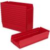 Akro-Mils 30138 Plastic Shelf Bins, Heavy Duty Storage Bins for Garage, Closet, and Drawer Organization, 18″ x 6-1/2″ x 4″, Green, 12-Pack(Red)