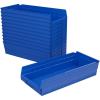 Akro-Mils 30158 Plastic Shelf Bins, Heavy Duty Storage Bins for Garage, Closet, and Drawer Organization, 18-Inch x 8-Inch x 4-Inch, Blue, 12-Pack(Blue)