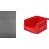 Akro-Mils 30161: Wall Mount Storage Panel, 36×61, Grey & 30210 AkroBins, 5x4x3, Red, 24-Pack