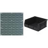 Akro-Mils 30618: Heavy-Duty Wall Mount Storage Panel for AkroBins, 18×19, Grey, 4 Pack & 30235 AkroBins, 11x11x5, Black, 6-Pack
