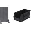 Akro-Mils 36″x13″x66″ Louvered Steel Single Sided Floor Rack Organizer with 12-Pack of 11 x5 x5 AkroBins Stackable Plastic Storage Bins (Black), Organization Bundle for Garage, Workshop, Classroom