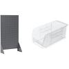 Akro-Mils 36″x13″x66″ Louvered Steel Single Sided Floor Rack Organizer with 12-Pack of 11 x5 x5 AkroBins Stackable Plastic Storage Bins (Clear), Organization Bundle for Garage, Workshop, Classroom