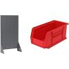 Akro-Mils 36″x13″x66″ Louvered Steel Single Sided Floor Rack Organizer with 12-Pack of 11 x5 x5 AkroBins Stackable Plastic Storage Bins (Red), Organization Bundle for Garage, Workshop, Classroom
