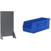 Akro-Mils 36″x13″x66″ Louvered Steel Single Sided Floor Rack Organizer with 12-Pack of 15 x5 x5 AkroBins Stackable Plastic Storage Bins (Blue), Organization Bundle for Garage, Workshop, Classroom