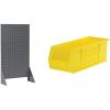 Akro-Mils 36″x13″x66″ Louvered Steel Single Sided Floor Rack Organizer with 12-Pack of 15 x5 x5 AkroBins Stackable Plastic Storage Bins (Yellow), Organization Bundle for Garage, Workshop, Classroom